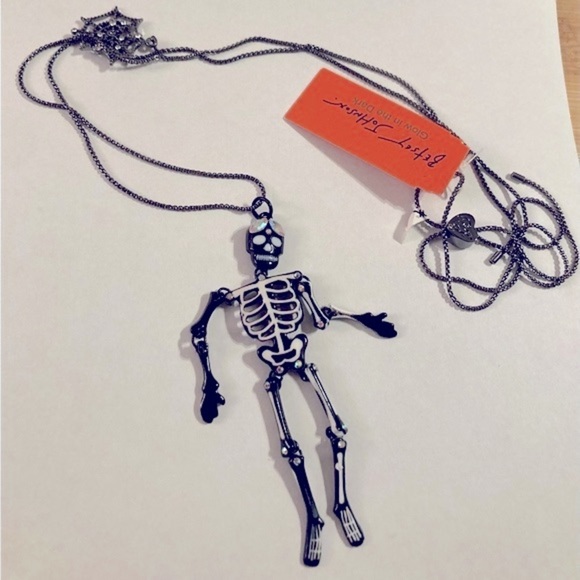 Betsey Johnson Jewelry - BETSEY JOHNSON Halloween Glow in the Dark Crystal-Accented Skeleton Neck NEW NWT